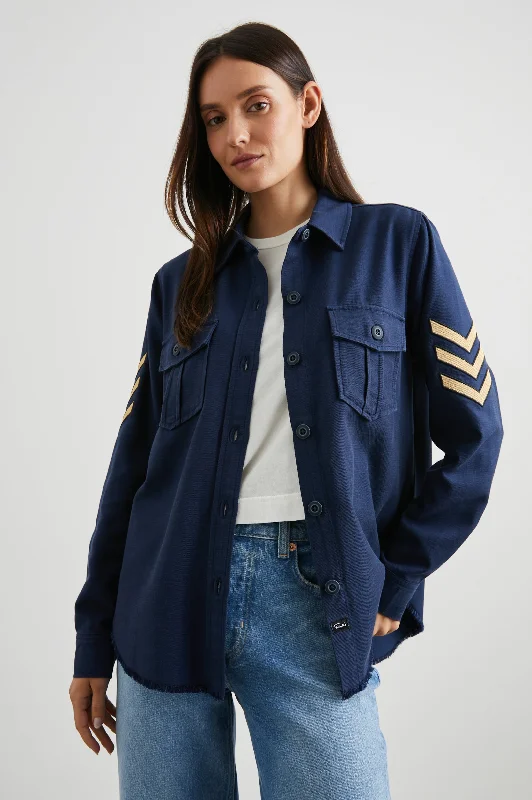 LOREN SHIRT JACKET - NAVY Snapped Jacket Toggled Jacket Drawstring Jacket