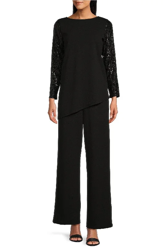 Marina  Sequin Sleeves Pullover Scuba Crepe Pant Set Bell Sleeve Stylish