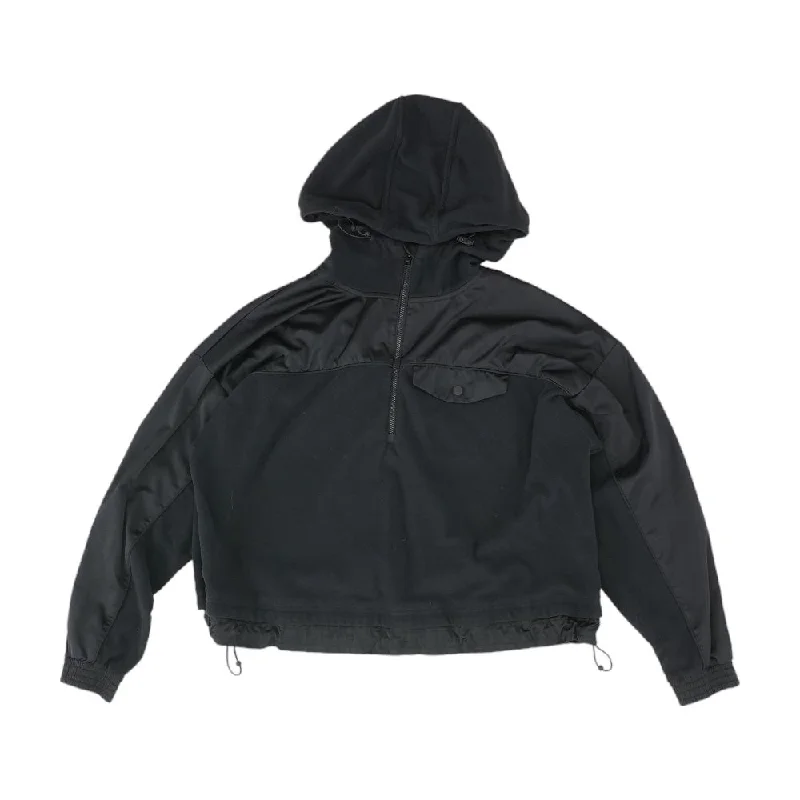 Black Solid 1/4 Zip Pullover Cap Sleeve Casual