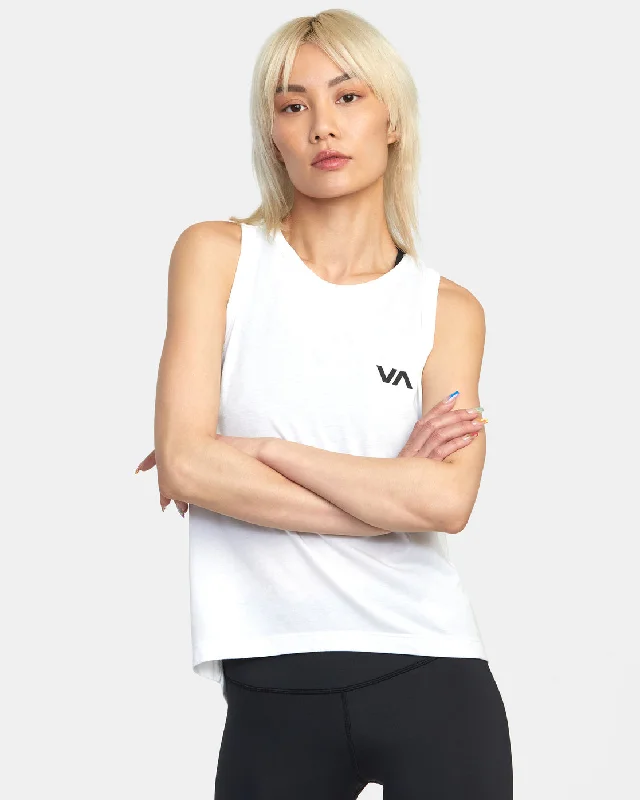 VA Muscle Workout Tank Top - White 2 flexible tank top