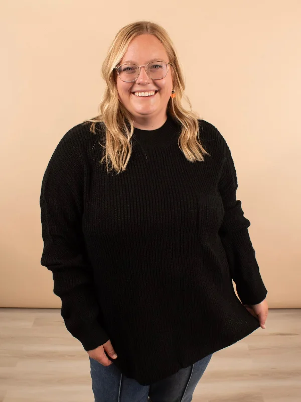 Wednesday Oversized Knit Sweater in Black Polka Dot Checkered Tartan