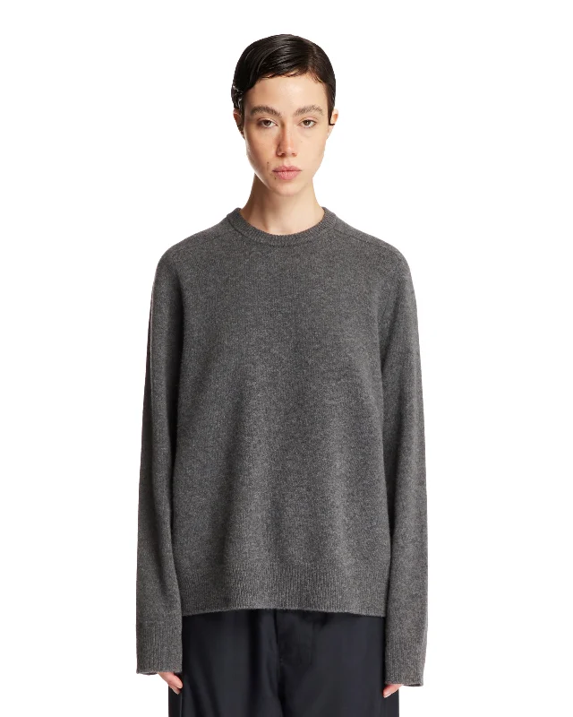 Pullover Girocollo Grigio Set Sleeve Pullover