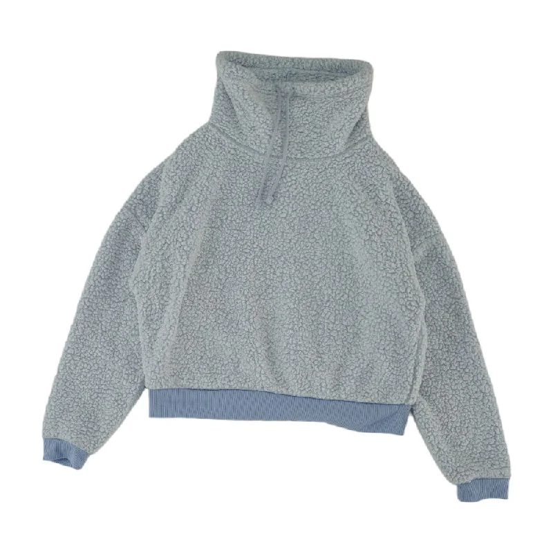 Blue Solid Pullover Elbow Length Sleeve