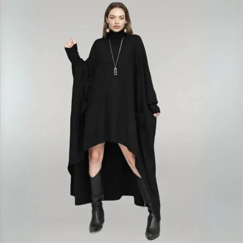 Urban Meets urban Oversized Fit Knitted Pullover Black Dress Spaghetti Sleeve Top