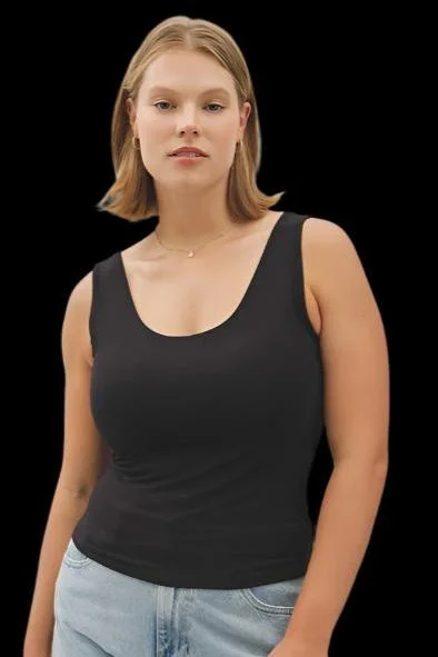 PLUS Scoop Neck Basic Essentials Tank cute tank top