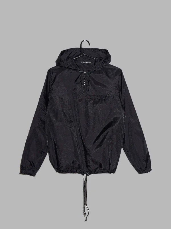 Jean Colonna lightweight black nylon hooded pullover windbreaker - size 48 High Neck Pullover