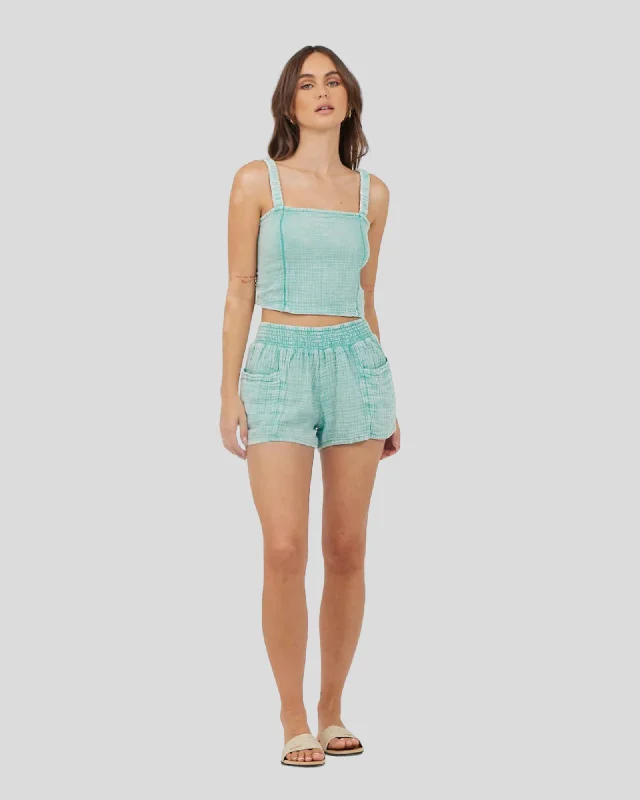 Liz  Gauze Cropped Tank 3 Colors print tank top