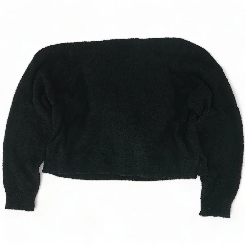 Black Solid Pullover Sweater Saggy Sleeve Comfort