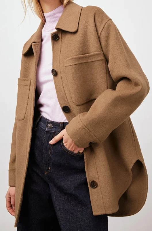 CONNIE SHIRT JACKET - CAMEL Faux Fur Jacket Real Fur Jacket Shearling Jacket