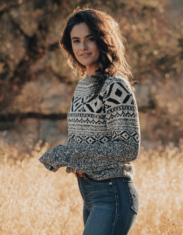 Koda Jacquard Sweater in Black-White Polka Dot Checkered Tartan