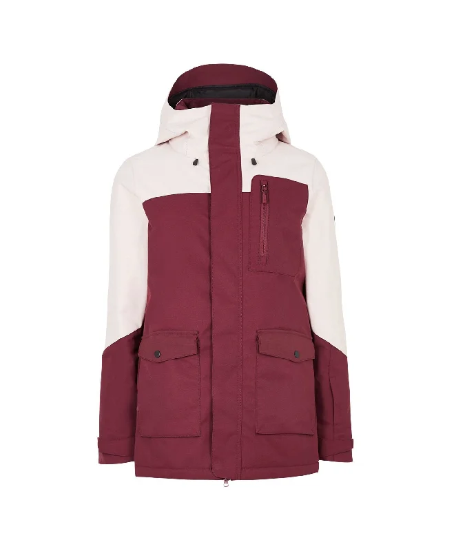 Women's Utility Snow Jacket - Windsor Wine Colour Block Embroidered Jacket Appliqued Jacket Beaded Jacket