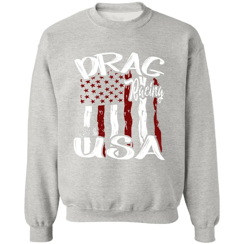 Drag Racing Made In USA Pullover Crewneck Sweatshirt 8 oz (Closeout) Slouchy Comfort Pullover
