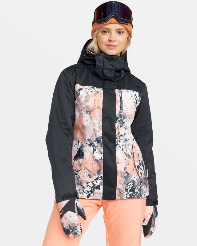 Roxy Jetty Snow Jacket - Peach Pink Dreamy Picture Nylon Jacket Polyester Jacket Spandex Jacket
