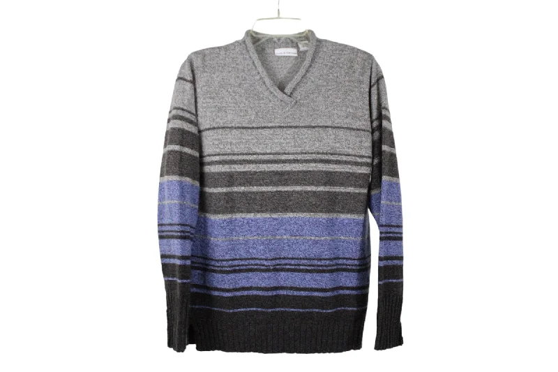 Croft & Barrow Gray Blue Striped Sweater | M Solid Color Striped Floral Print