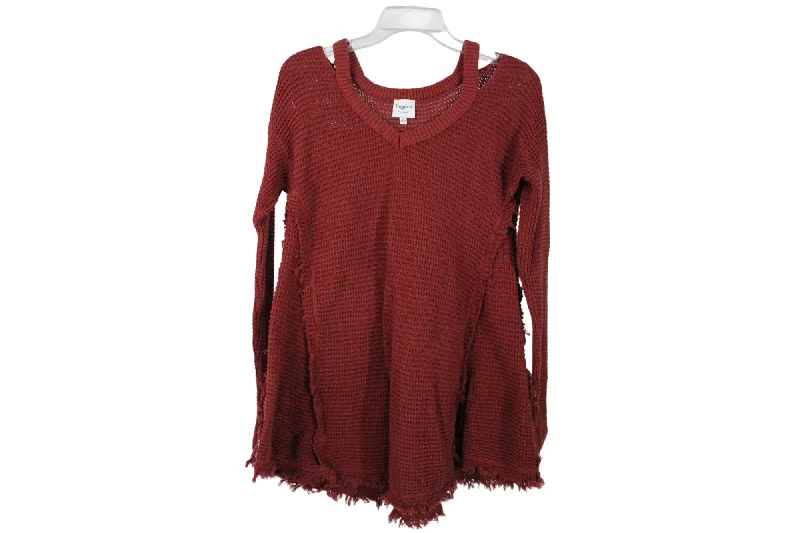 Hayden Terracotta Knit Sweater | S Open Front Closed Front Wrap Front