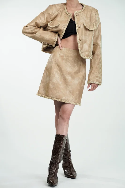 Coco Jacket & Skirt Set Faux Fur Jacket Real Fur Jacket Shearling Jacket