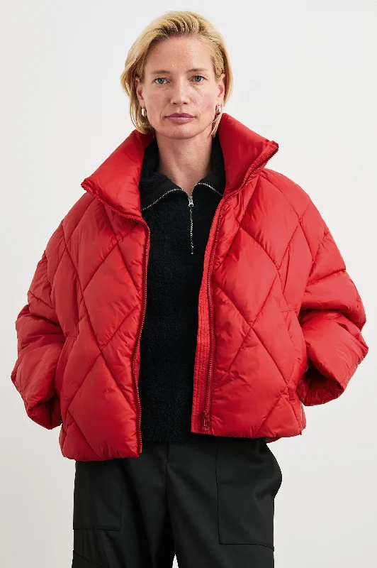 SUMMIT JACKET - SCARLET Stand-Up Collar Roll-Neck Collar Turtle Neck