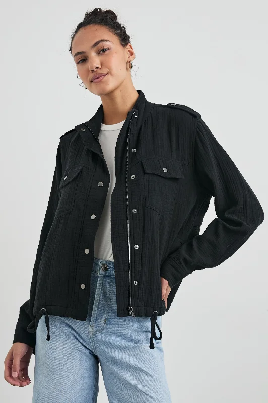 COLLINS JACKET - GAUZE BLACK Knit Jacket Woven Jacket Fleece Jacket