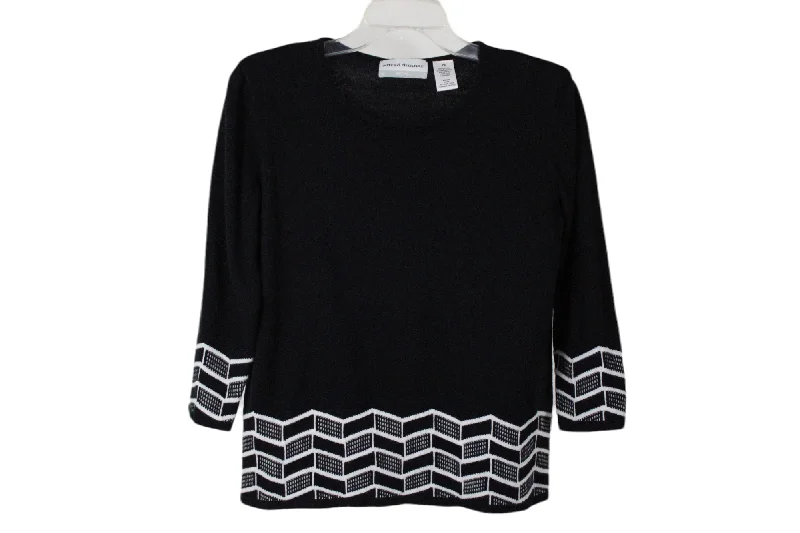 Alfred Dunner Black Knit Sweater | S Petite Bright Pastel Dark