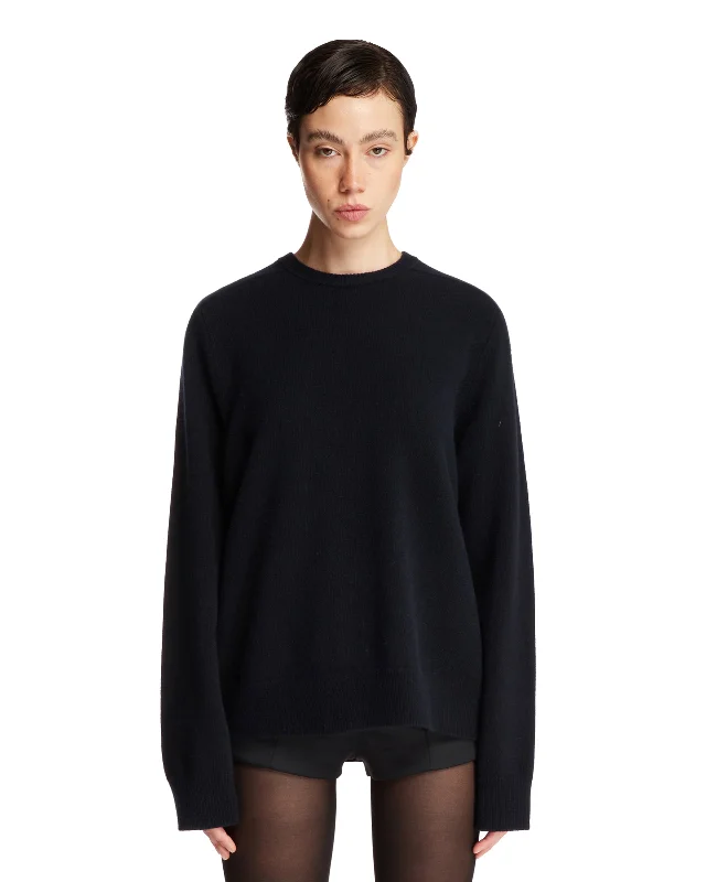 Pullover Girocollo Blu Saggy Sleeve Comfort