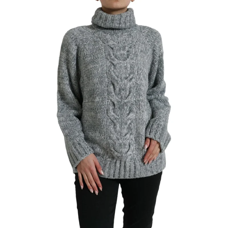 Dolce & Gabbana Elegant Gray Cashmere Blend Turtleneck Pullover Boyleg Sleeve Pullover