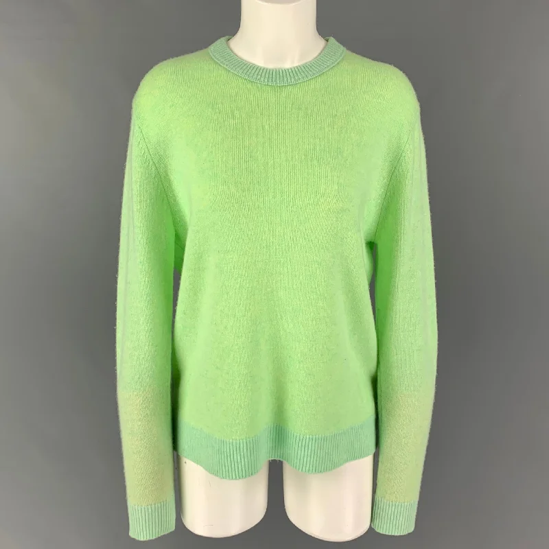 ACNE STUDIOS Size XS Neon Cashmere Crew-Neck Sweater Glossy Satin Silk