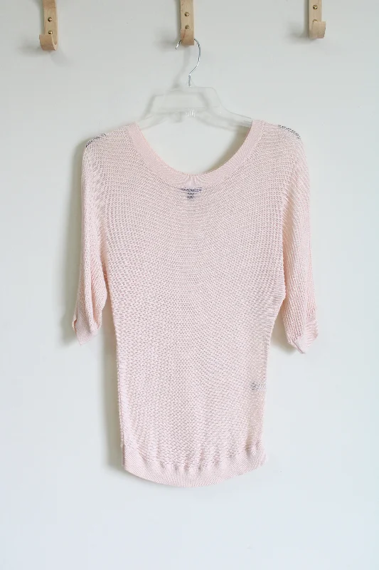 Express Pale Pink Knit Sweater | S Faux Fur Fabric Real Fur Fabric Shearling Fabric