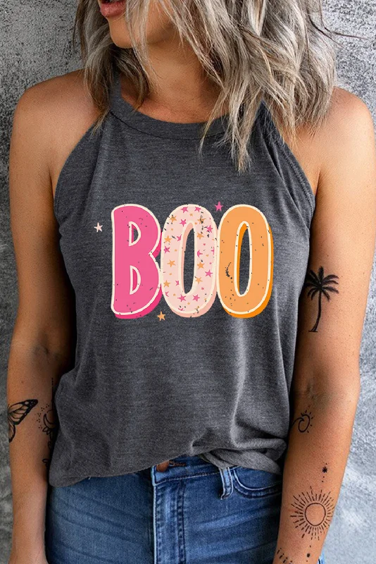 Blue Zone Planet |  Round Neck Sleeveless BOO Graphic Tank Top activewear tank top