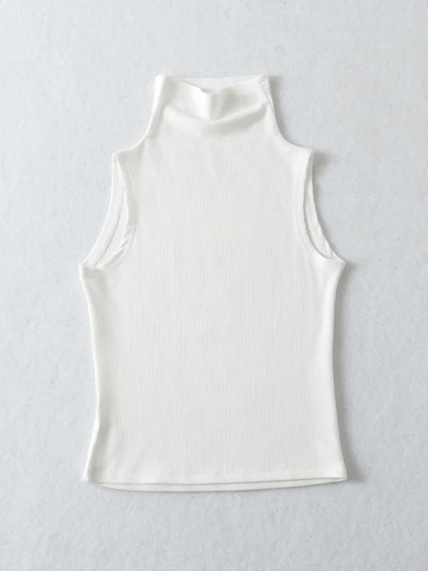 Blue Zone Planet |  Slim fit high collar bottoming sleeveless tank top peach tank top