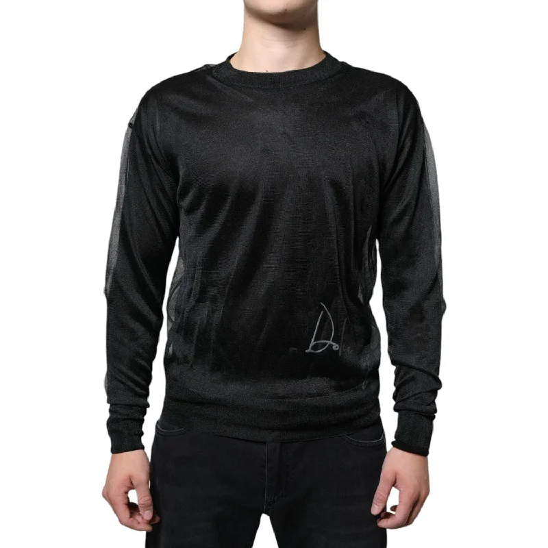 Dolce & Gabbana Black Polyester Pullover Sweatshirt Sweater Cowl Neck Pullover