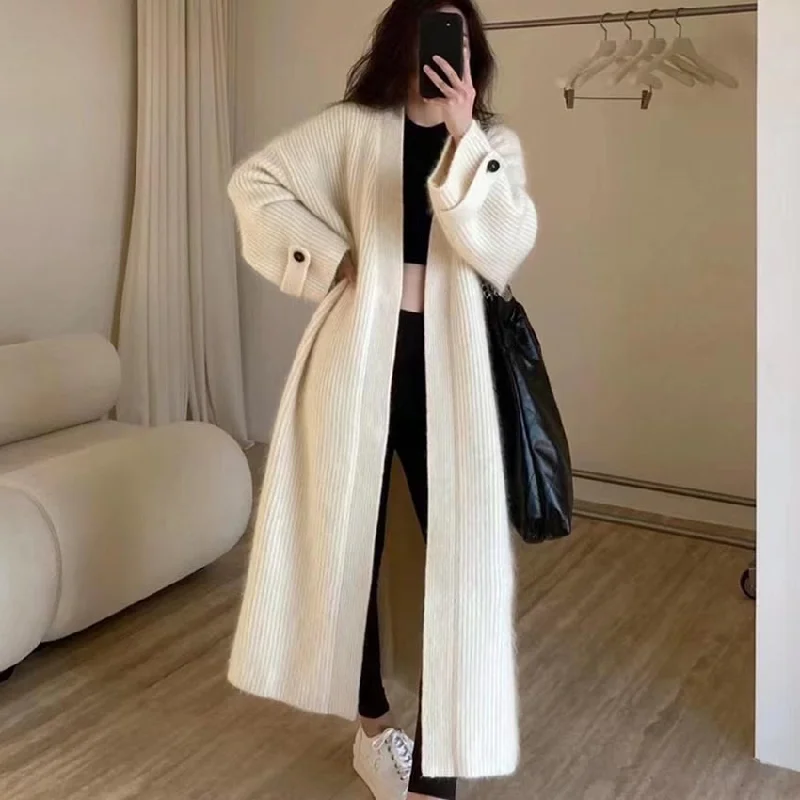 Women Fashion Winter Solid Color Knitted Sweater Coat Spandex Blend Rayon Blend Denim Blend