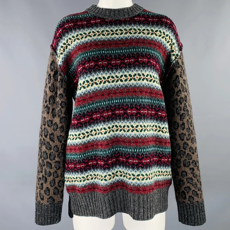 JUNYA WATANABE Size S Multi Color Wool Blend Mixed Patterns Sweater Jersey Fabric Tulle Fabric Batik Fabric