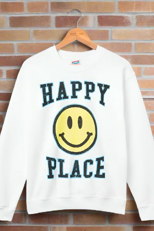 Junk Food Womens Happy Place Flea Market Fleece Sweater Sweater Knitwear Pullover