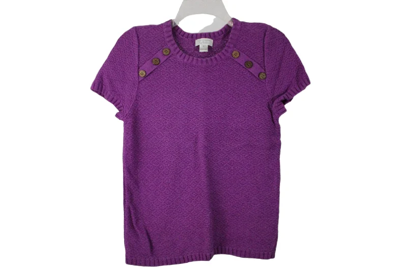 Christopher & Banks Purple Knit Sweater Top | S Beaded Sweater Sequined Faux Fur