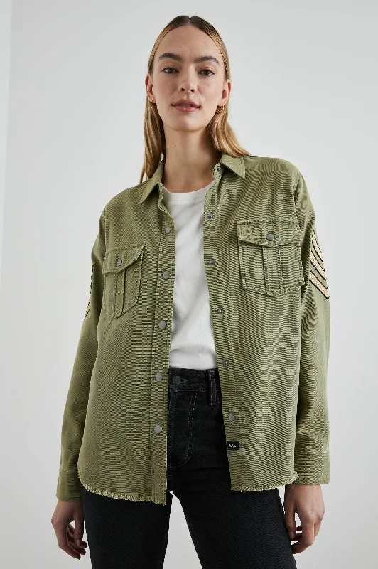 LOREN SHIRT JACKET - CANTEEN Ribbed Jacket Pleated Jacket Ruffled Jacket