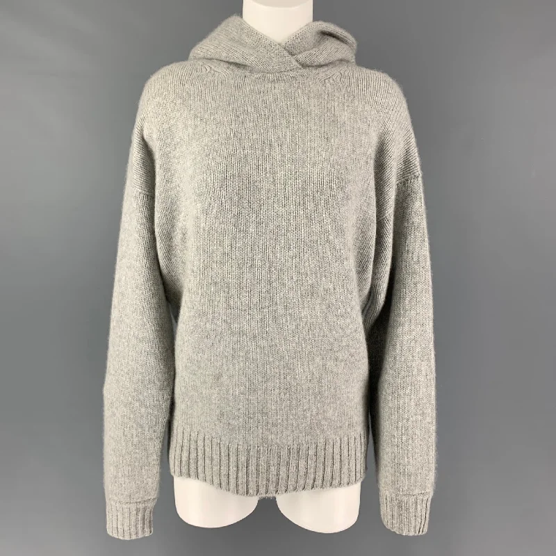 RAEY Size S Grey Heather Cashmere Hooded Sweater Iron Safe Non-Iron Wrinkle Free