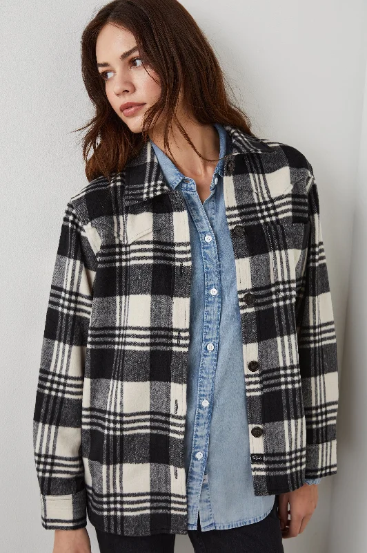TRIPP SHIRT JACKET - OYSTER BLACK Collared Jacket Crew Neck Jacket Turtle Neck Jacket