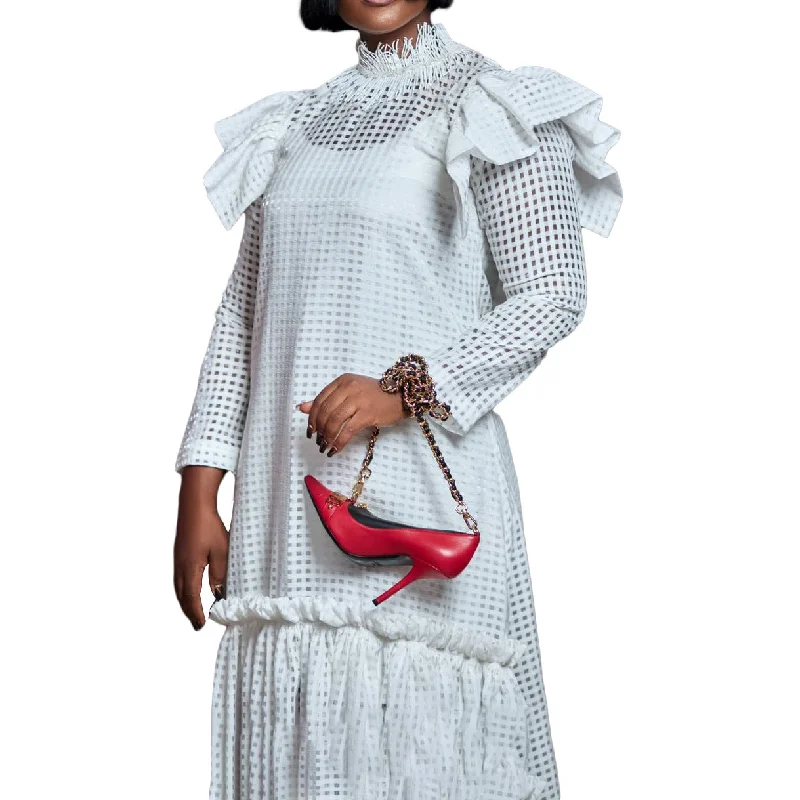 Pleated Pullover Dress Keyhole Neck Pullover