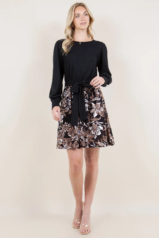 EXT CUFF LS SWEATER ALINE TWOFER DRESS - D3485-A2903-JQITY