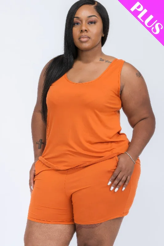 Plus Comfy Tank Top & Shorts Set flirty tank top