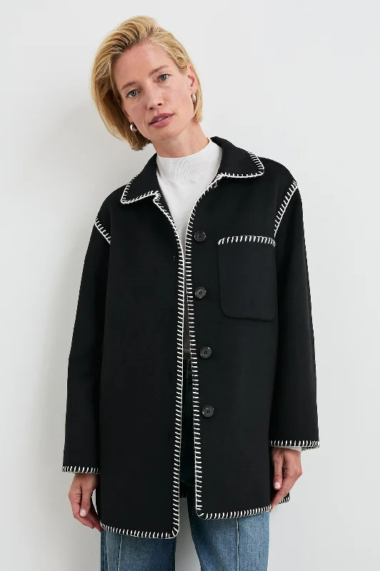 ODYSSEY JACKET - BLACK Snapped Jacket Toggled Jacket Drawstring Jacket