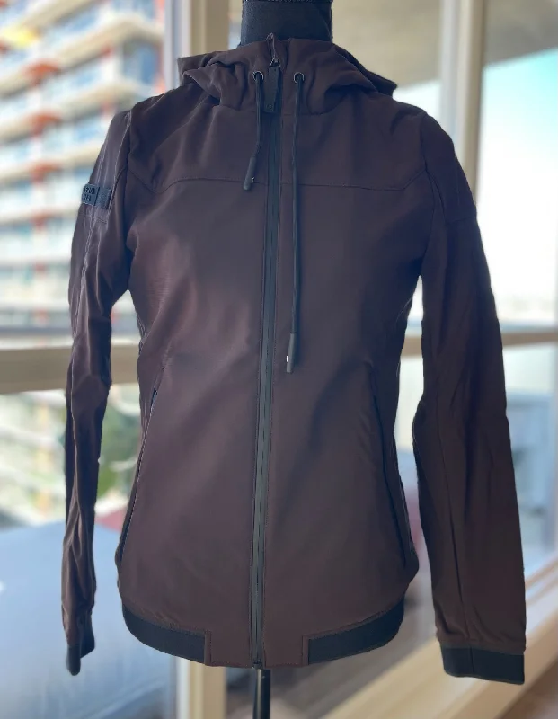 Cavalleria Toscana Jersey and Velvet Hooded Full Zip Softshell Jacket Zippered Front Buttoned Front Snap Front