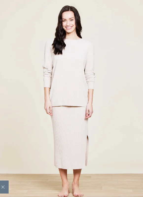 CozyChic Drop Shoulder Pullover Boat Neck Sweater