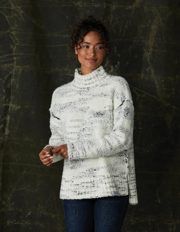 Nora Novelty Knit Sweater in Cream Multi Cashmere Blend Cotton Blend Poly Blend