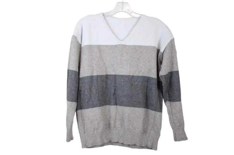 Shein Gray Color Blocked Sweater | L Hooded Sweater Collared Sweater Shawl Collar