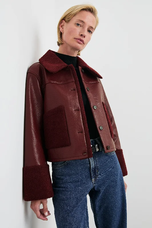 DRIA JACKET - MAROON SHEARLING Print Jacket Jacquard Jacket Embroidered Jacket