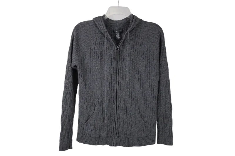 Covington Gray Zip Up Sweater | M Satin Blend Silk Blend Wool Blend