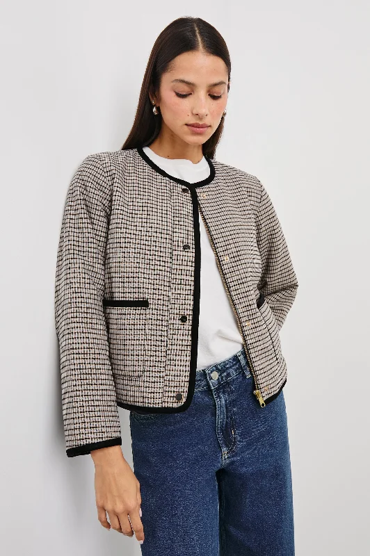 NOTA JACKET - ICE TAUPE MINI CHECK Mesh Jacket Canvas Jacket Denim Jacket