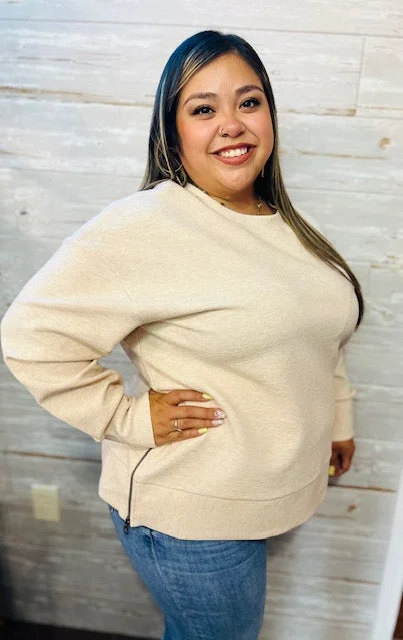 Oatmeal Pullover Surplice Neck Pullover