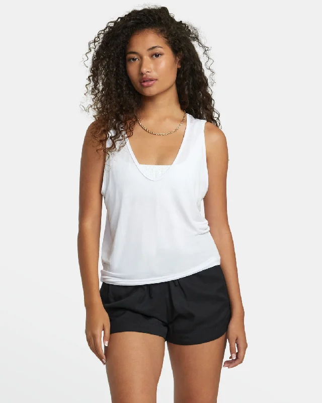 Minted Tank Top - Whisper White lace back tank